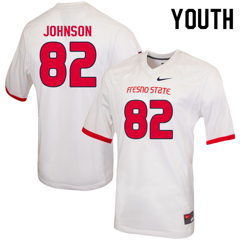 Youth #82 Joshua Johnson Fresno State Bulldogs College Football Jerseys Sale-White - Click Image to Close